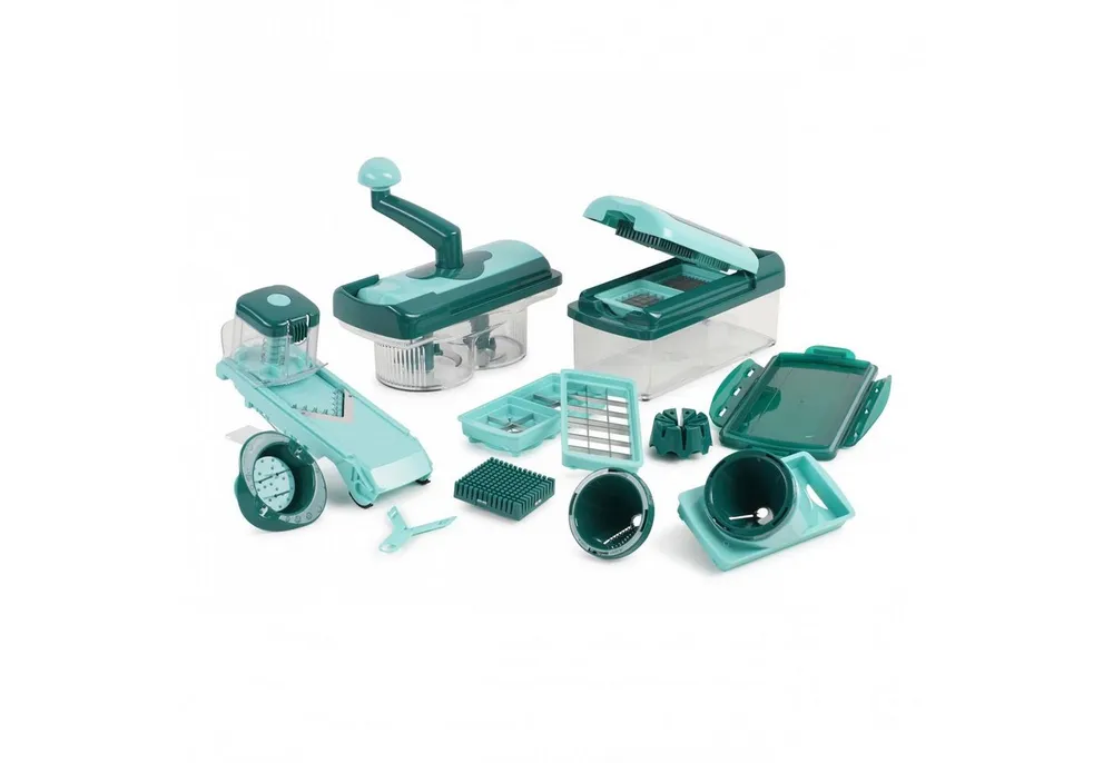 Genius Gemüseschneider Genius Nicer Dicer Fusion Smart Set (23 Teile) inkl. Twist, rubinrot, 23 Teile, Würfel, Stifte, Gemüsehobel mit 1250ml Fassungsvolumen