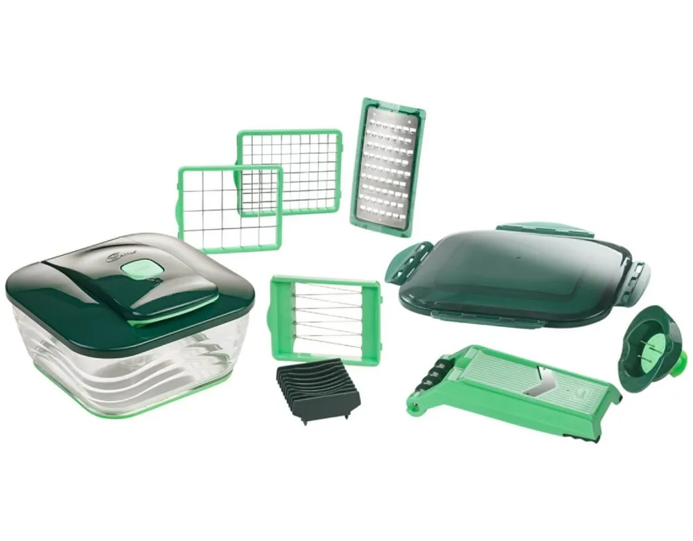 Genius Gemüseschneider Nicer Dicer Chef 13-teilig Gemüseschneider XXL Auffangbehälter Set, 0 W, mit 5,2L Behälter & G-NOX Klingen