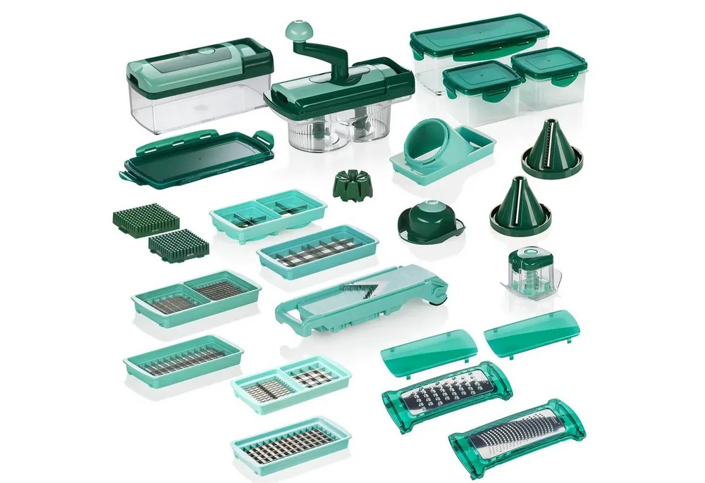 Genius Gemüseschneider Nicer Dicer Fusion smart, Set 34-tlg., mintgrün, präzisionsgeschliffene Klingen aus Edelstahl in GNOX-Qualität