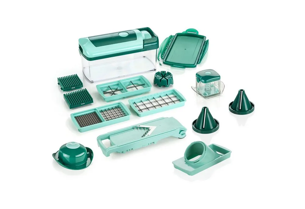 Genius Gemüseschneider Nicer Dicer Fusion Julietti, Set 16-tlg., mintgrün, zahlreiche Zubereitungsmöglichkeiten