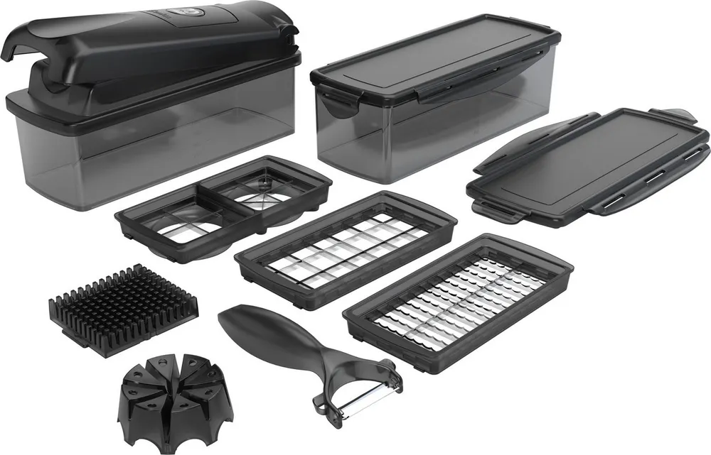 Genius Gemüseschneider Nicer Dicer Plus Jubiläums-Edition, Set 13-tlg., Zerkleiner mit XXL- Messereinsätze
