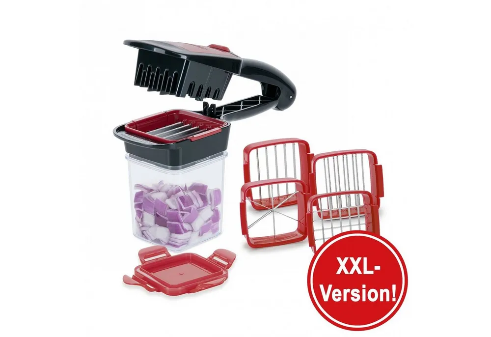 Genius Gemüseschneider Nicer Dicer Quick XXL, Set 7-tlg., rot-schwarz, Extra-scharfe und verstärkte Edelstahl-Klingen