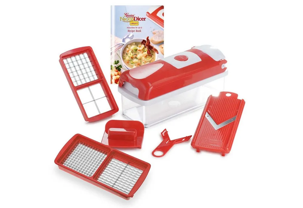Genius Gemüseschneider Nicer Dicer Smart Zerkleiner Gemüsehobel 6tlg. für Würfel Scheiben, Obst Salat Schneider Zerkleiner Mandoline Fassungsvermögen 800 ml
