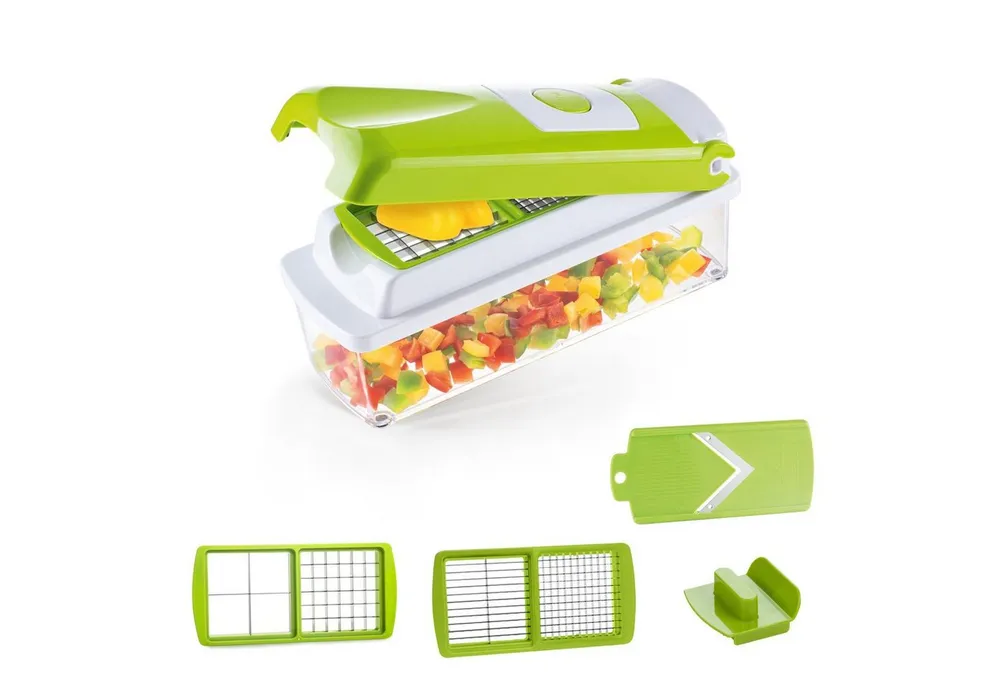 Genius Gemüseschneider Nicer Dicer Smart Zerkleiner Gemüsehobel 6tlg. für Würfel Scheiben, Obst Salat Schneider Zerkleiner Mandoline Fassungsvermögen 800 ml