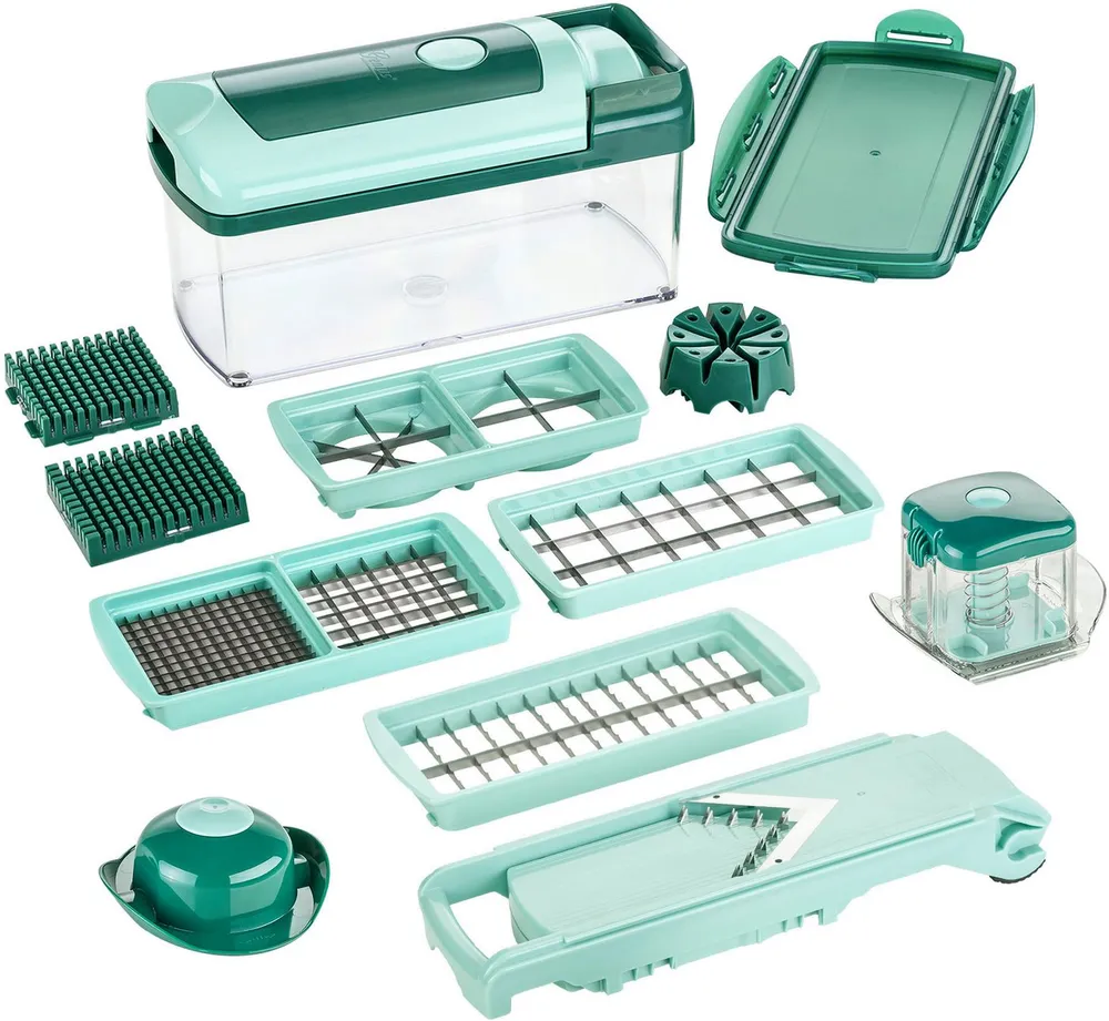 Genius Zerkleinerer Nicer Dicer Fusion inkl. XXL-Messereinsatz 12 x 36 mm, Set 14-tlg, ND Fusion werden eine Vielzahl von Schneidgeräten in Einem kombiniert
