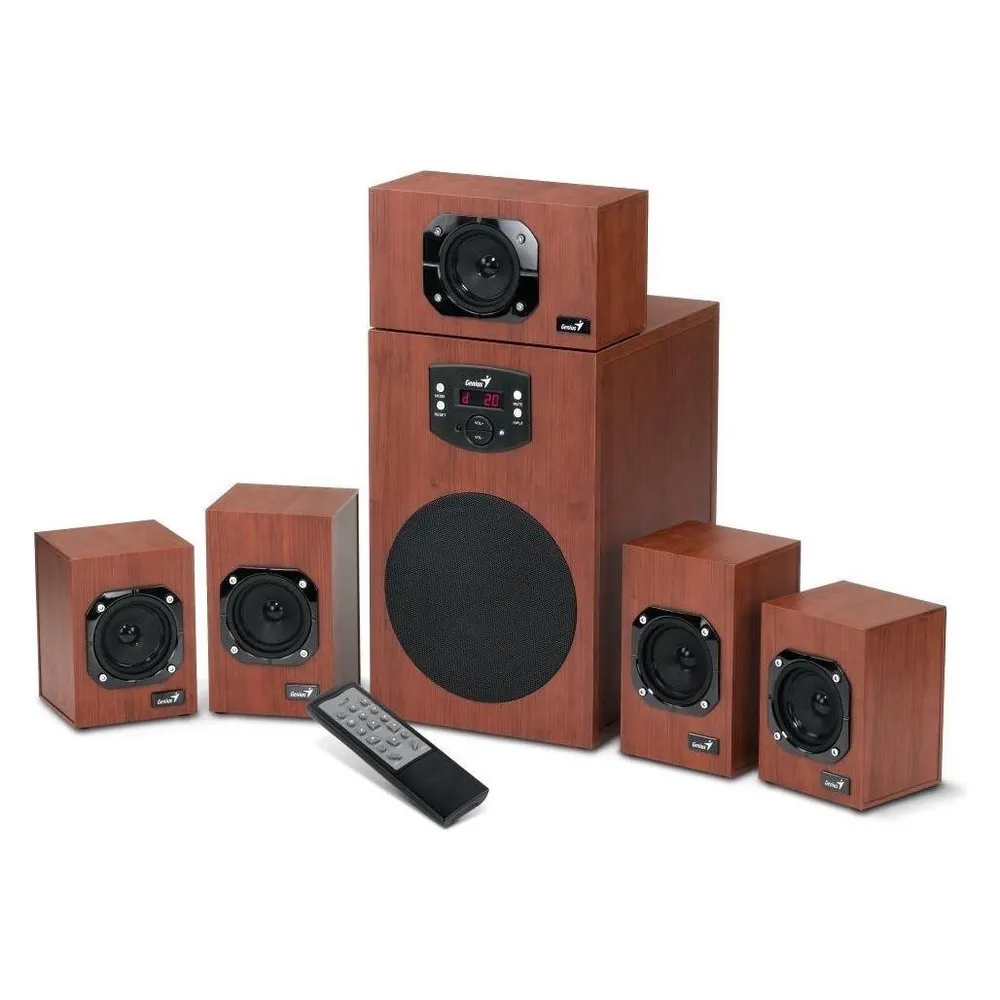 Lautsprecher Genius PC 100W mit Fernbedienung und Holzoptik
