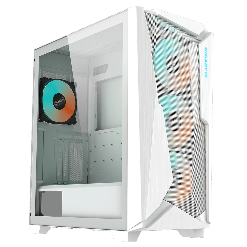PC-Gehäuse Gigabyte C301GW Midi Tower Weiß Glasfenster RGB USB-C Gaming