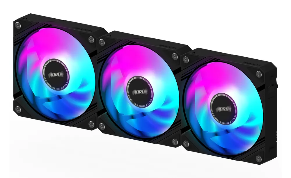 Zusatzlüfter Gigabyte GP-ECFAN1203 120mm 2000RPM mit RGB-LED, 3er-Pack