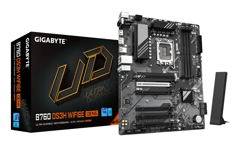 Motherboard Gigabyte B760 DS3H WIFI6E Intel B760 LGA1700 DDR5 ATX WiFi 6E PCIe 5.0 M.2 RAID