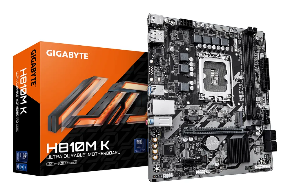 Motherboard Gigabyte H810M K Intel H810 LGA1851 DDR5 Micro-ATX 1GbE M.2 RAID