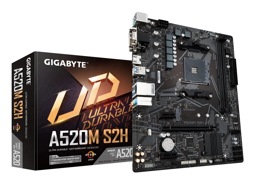 Motherboard Gigabyte A520M S2H AMD A520 AM4 DDR4 Micro ATX Ohne WLAN M.2 RGB