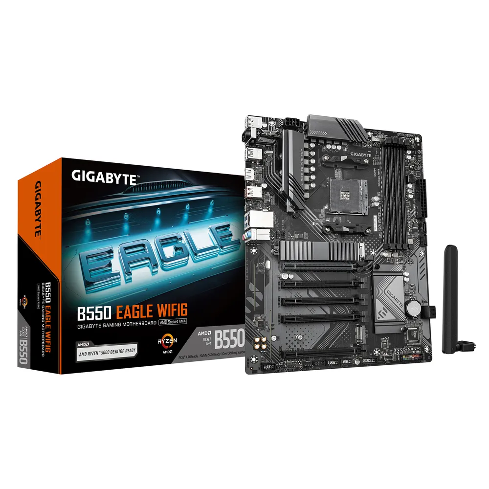 Gigabyte B550 ATX-Mainboard AM4 EAGLE WIFI6 PCIe 4.0 M.2 VRM 10+3+1 USB 3.2