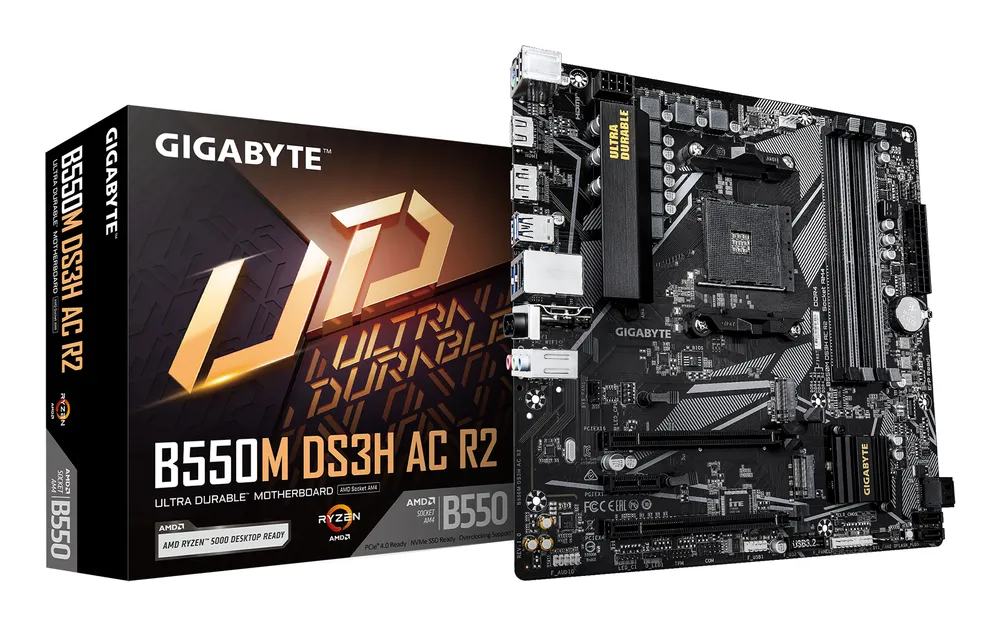 Motherboard Gigabyte B550M DS3H AC R2 B550 AM4 DDR4 Micro ATX WiFi 5 RAID