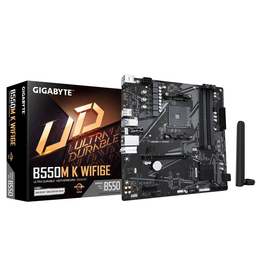 Motherboard GIGABYTE B550M K WIFI6E B550 AM4 DDR4 Micro ATX WiFi 6E Bluetooth