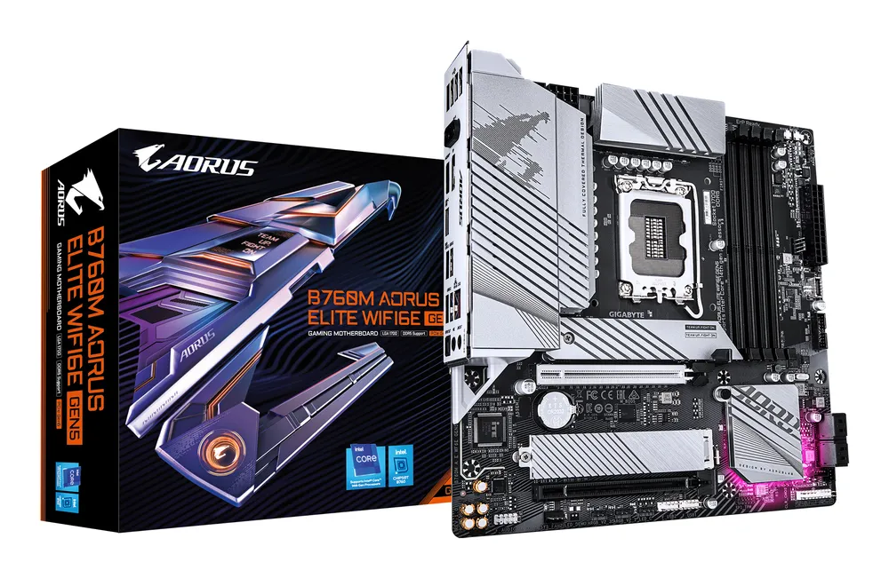 Placa Base Gigabyte B760M AORUS ELITE WIFI6E GEN5 B760 LGA1700 DDR5 micro ATX 2.5GbE M.2 RAID