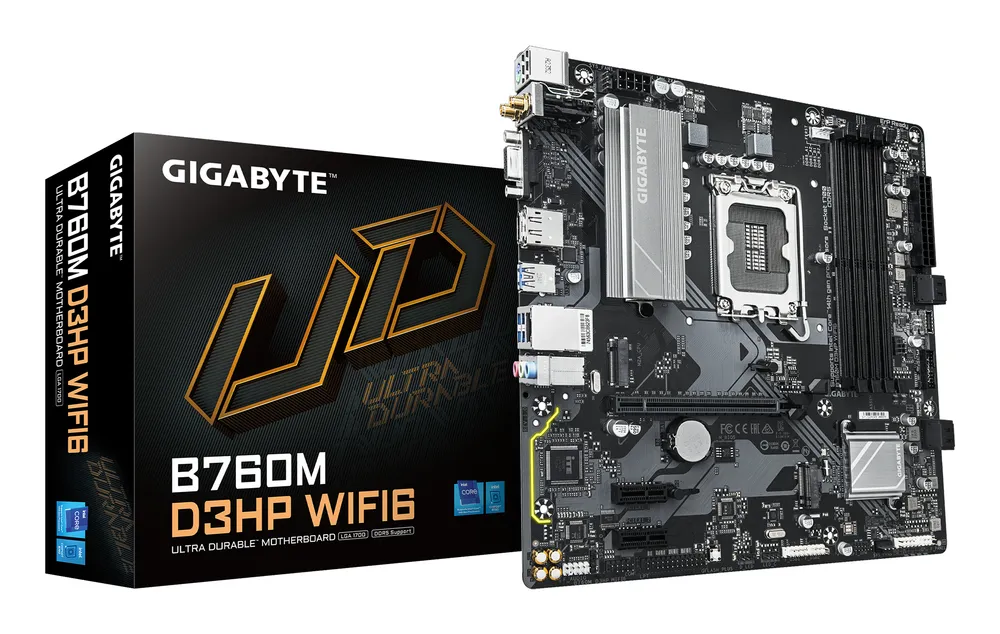 Mainboard Gigabyte B760M D3HP WiFi6 DDR5 LGA 1700 Micro ATX Mainboard Gigabyte B760M D3HP WiFi6 DDR5 LGA 1700 Micro ATX