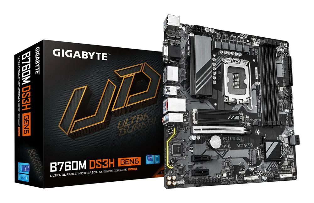 Placa Base GIGABYTE B760M DS3H GEN5 Intel B760 LGA1700 Micro ATX PCIe 5.0 DDR5 2xM.2 LAN 2.5GbE