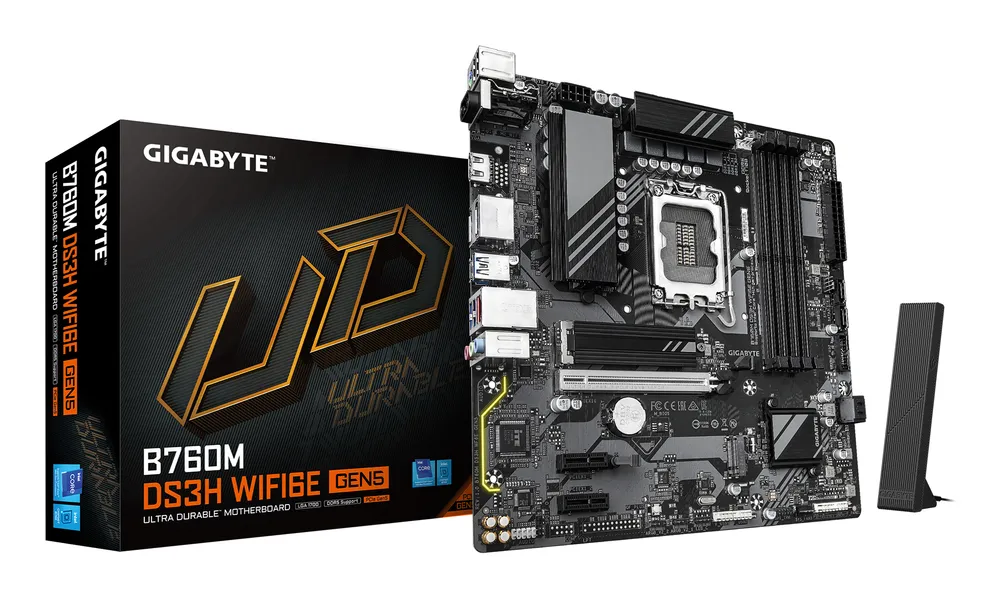 Motherboard Gigabyte B760M DS3H Intel B760 LGA1700 DDR5 Micro-ATX WiFi 6E 2.5GbE M.2 RAID