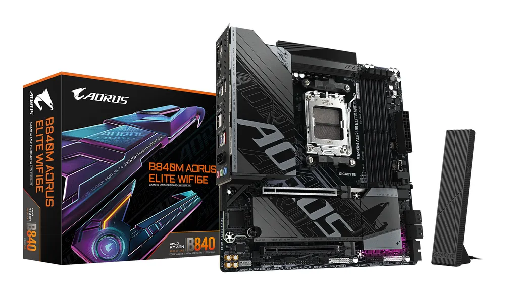 Mainboard Gigabyte B840M Aorus Elite WiFi6E AM5 DDR5 8200MHz 256GB Micro ATX Mainboard Gigabyte B840M Aorus Elite WiFi6E AM5 DDR5 8200MHz 256GB Micro ATX