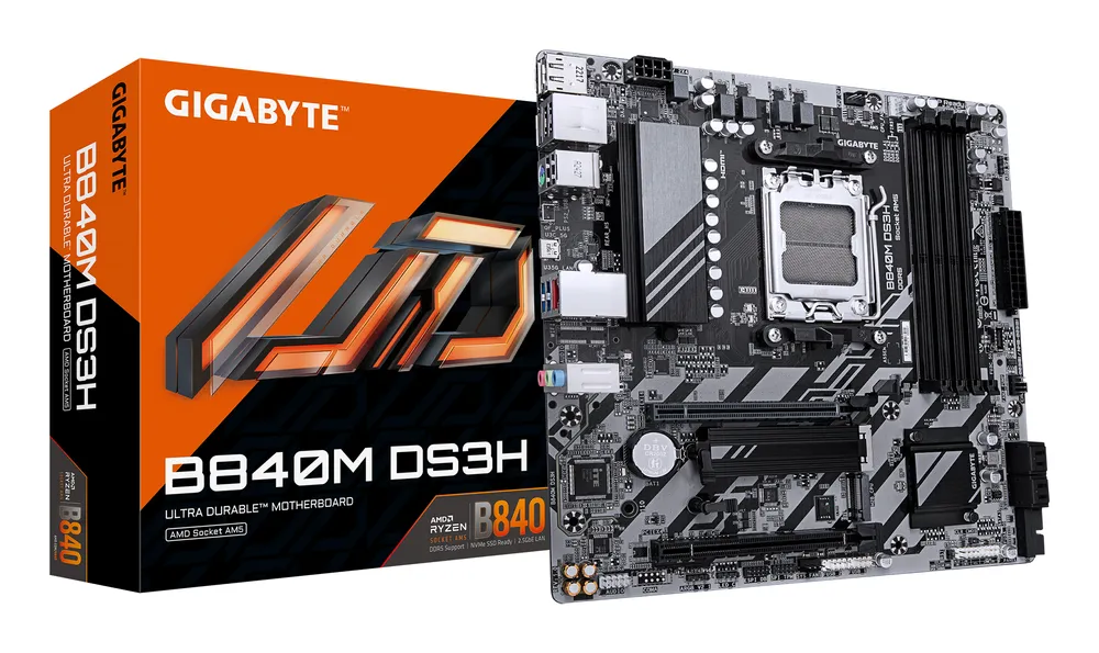 GIGABYTE B840 Mainboard AM5 Micro ATX DDR5 M.2 2,5 GbE HDMI DisplayPort RAID