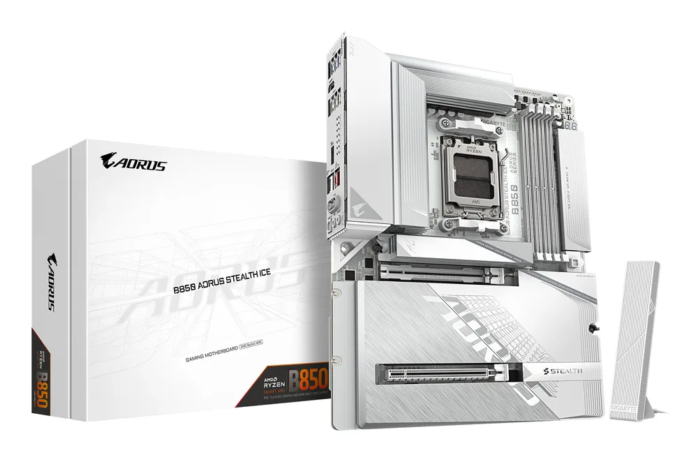 Motherboard Gigabyte B850 AORUS STEALTH ICE B850 AM5 DDR5 ATX WiFi 7 5GbE RGB
