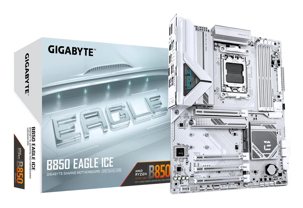 Gigabyte B850 ATX-Motherboard AM5 B850 EAGLE ICE 8+2+2 Phasen DDR5 PCIe 5.0 LAN 2,5 GbE