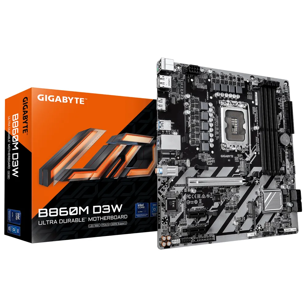 Motherboard GIGABYTE B860M D3W Intel B860 LGA 1851 DDR5 Micro ATX ohne WiFi VRM 4+1+2