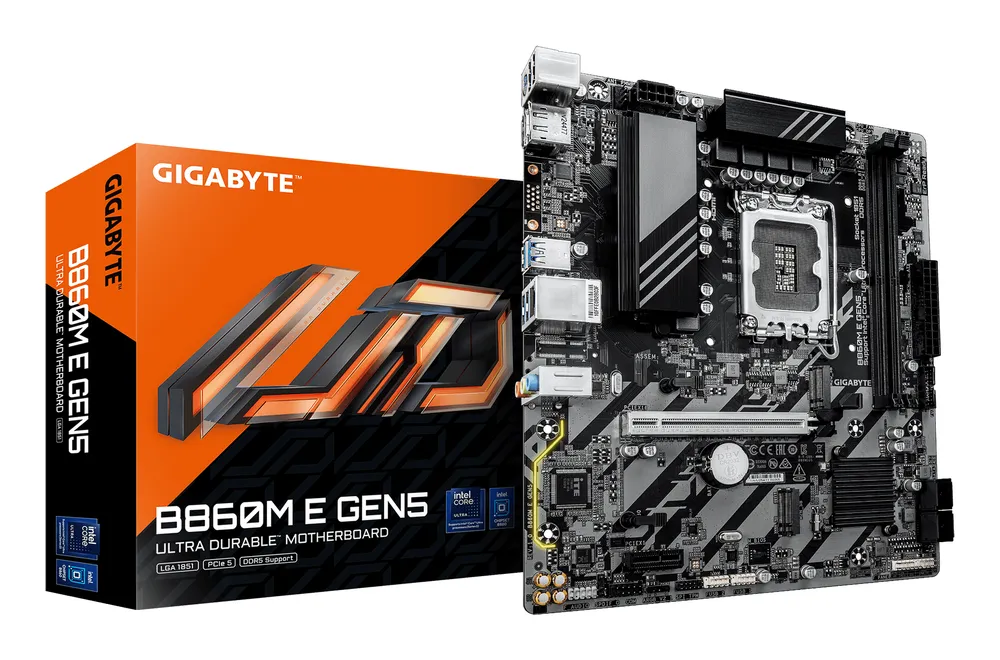 Motherboard Gigabyte B860M E GEN5 Intel B860 LGA 1851 DDR5 Micro-ATX Ohne WiFi VRM 4+1+2 Phasen