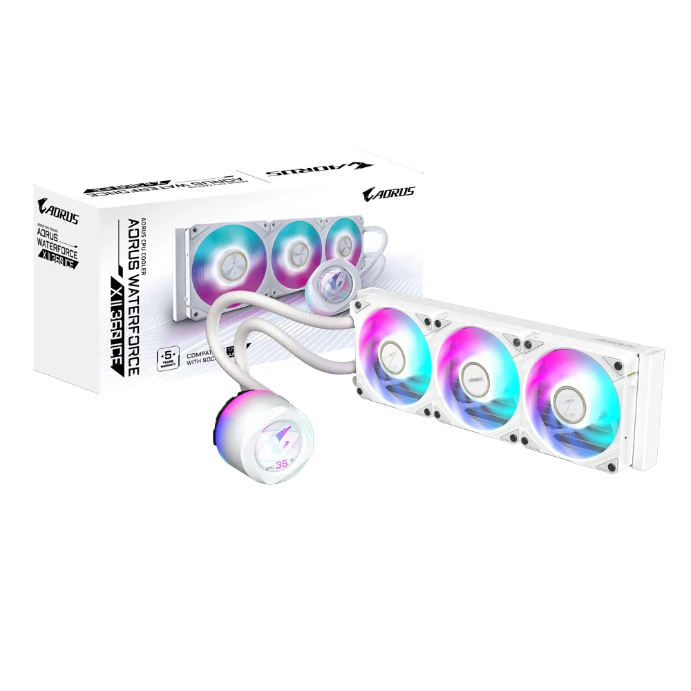 Gigabyte Gehäuselüfter AORUS WATERFORCE X II 360 ICE AIO Flüssigkeits-CPU-Kühler - 3x120mm AR