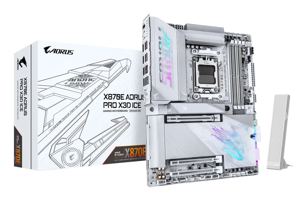 Gigabyte X870E AORUS PRO X3D ICE Mainboard – Unterstützt AMD Ryzen 9000 Prozess Mainboard