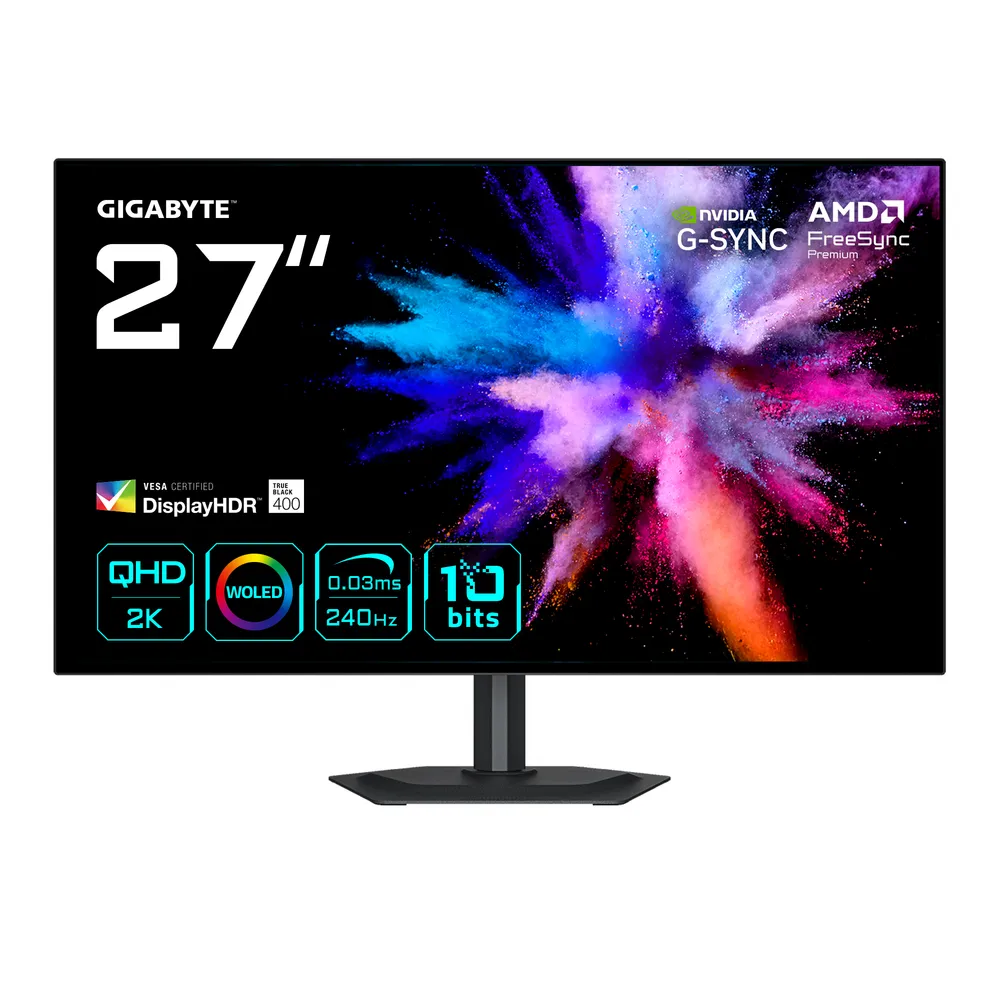 Gigabyte GO27Q24G Monitor 27 Zoll Quad HD 240Hz OLED HDR400 FreeSync G-Sync 0,03ms Ergonomie