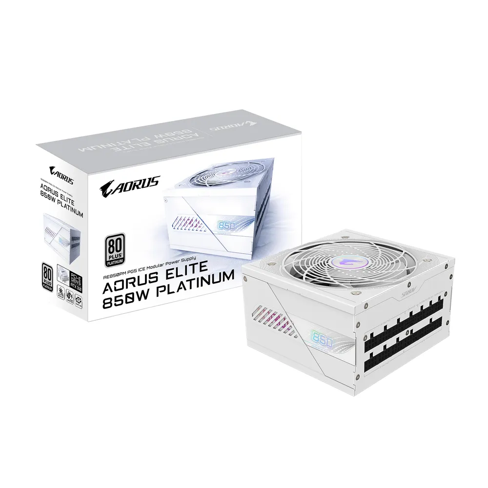 GIGABYTE 850W 80 PLUS Platinum GP-AE850PM PG5 ICE Modulares PCIe 5.0 ATX 3.0 Netzteil, Weiß