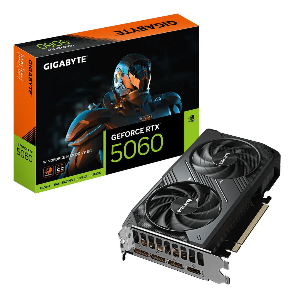 Grafikkarte GIGABYTE GeForce RTX 5060 WINDFORCE MAX OC V2 8GB GDDR7 Reflex 2 RTX AI DLSS4
