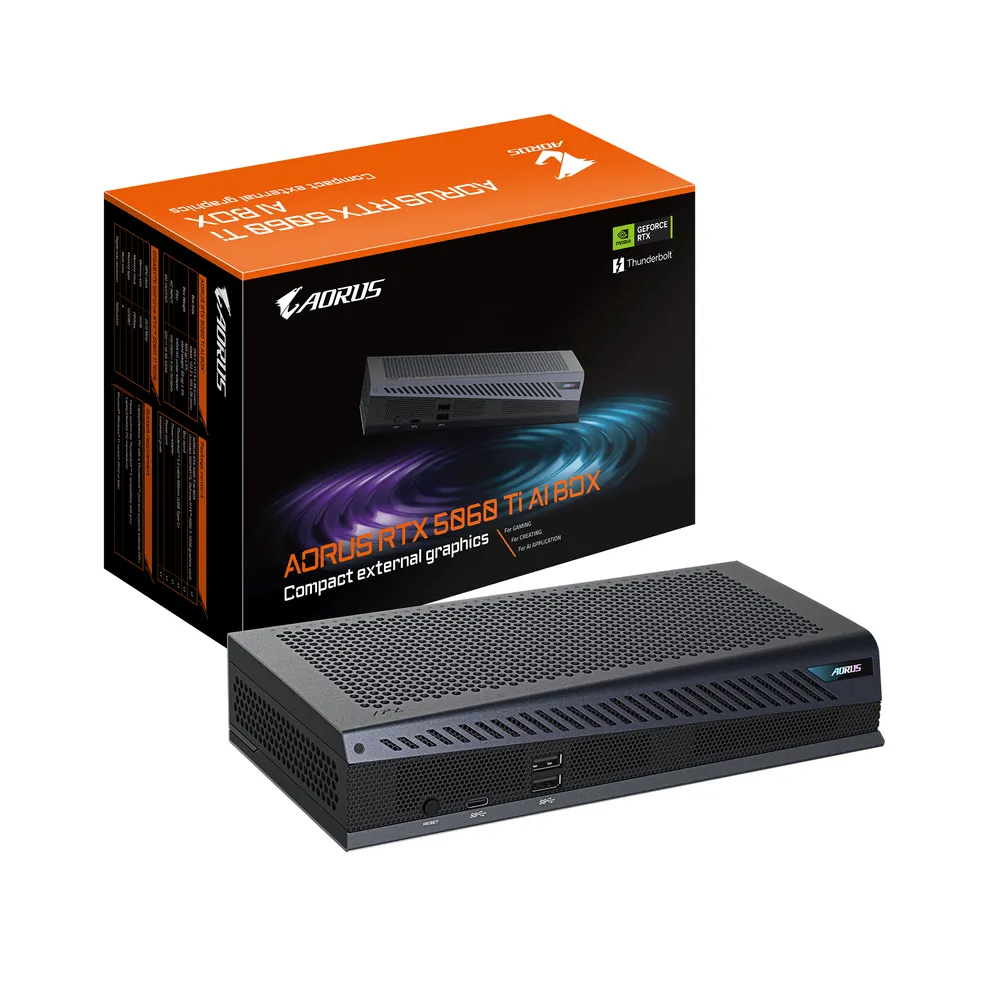 Tarjeta Gráfica Gigabyte AORUS RTX 5060 Ti AI BOX 16GB GDDR7 Reflex 2 RTX AI DLSS4