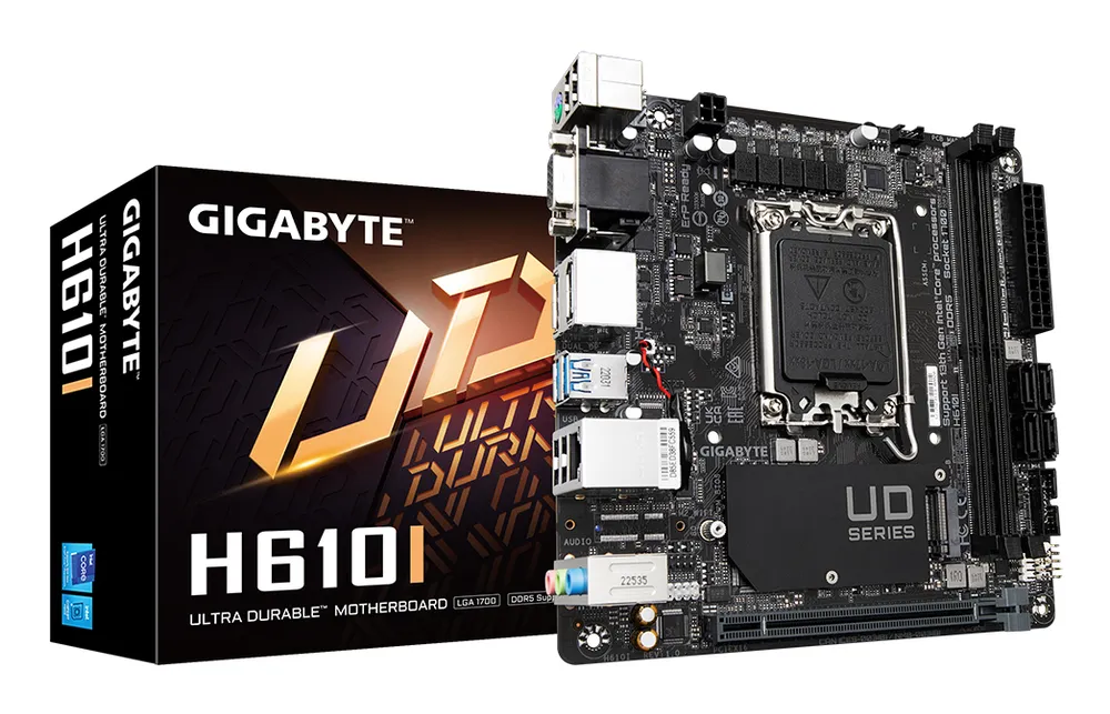 Motherboard GIGABYTE H610I Intel H610 LGA1700 DDR5 Mini-ITX kein WiFi RGB HDMI M.2
