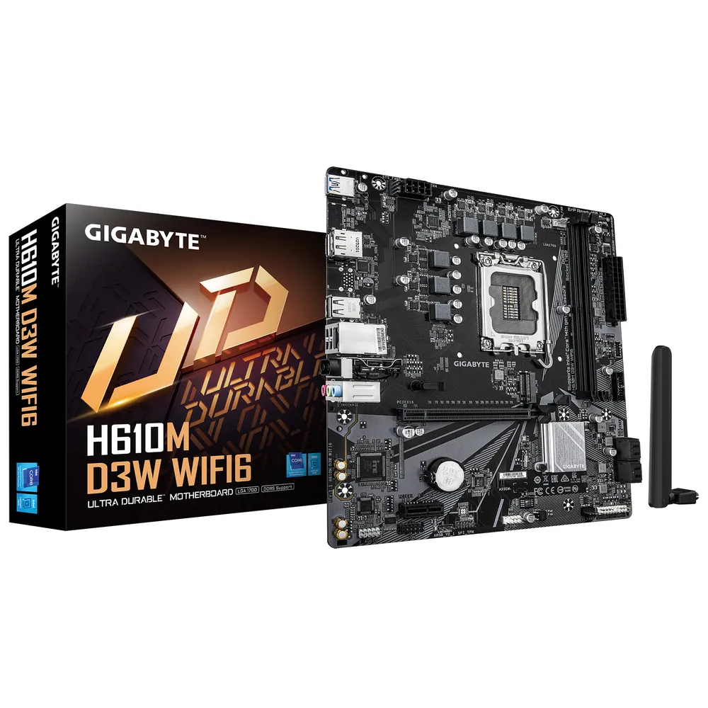 Motherboard Gigabyte H610M D3W WIFI6 Intel H610 LGA1700 DDR5 Micro-ATX WiFi6 Bluetooth