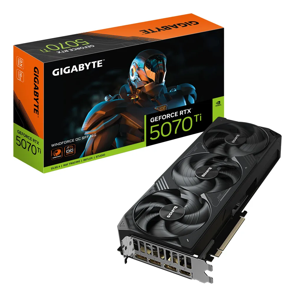 GIGABYTE GeForce RTX 5070 Ti Windforce OC SFF 16G | gv-n507twf3oc-16gd | 16GB GDDR7 - 1x HDMI 2.1b