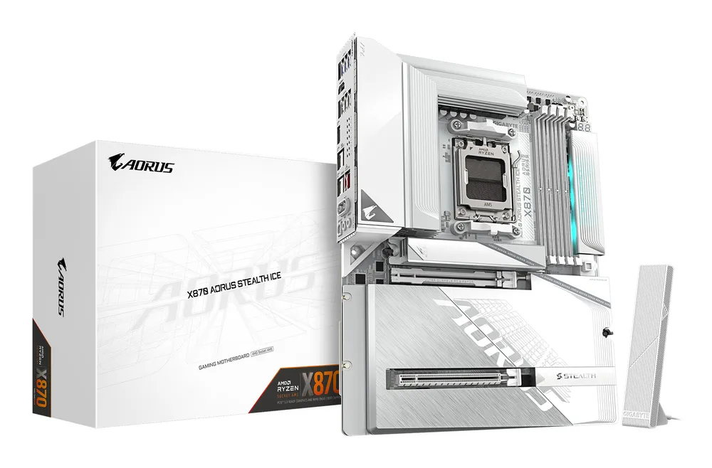 Motherboard Gigabyte X870 AORUS STEALTH ICE AMD X870 AM5 DDR5 ATX WiFi 7 USB4 5GbE