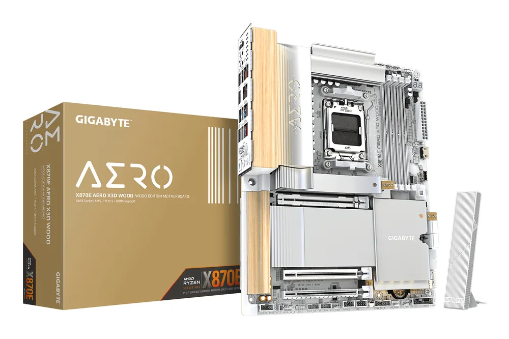 Motherboard Gigabyte X870E AERO X3D WOOD X870E AM5 DDR5 ATX WiFi 7 USB4 5GbE M.2 RAID