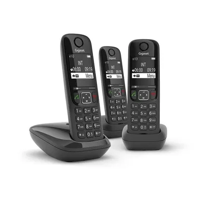 Telefon Gigaset AS690 Trio DECT Schnurlos 3 Mobilteile Freisprechen Schwarz