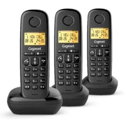 Schnurlostelefon Gigaset Basic 100 Trio Schwarz Freisprechen 50 Kontakte