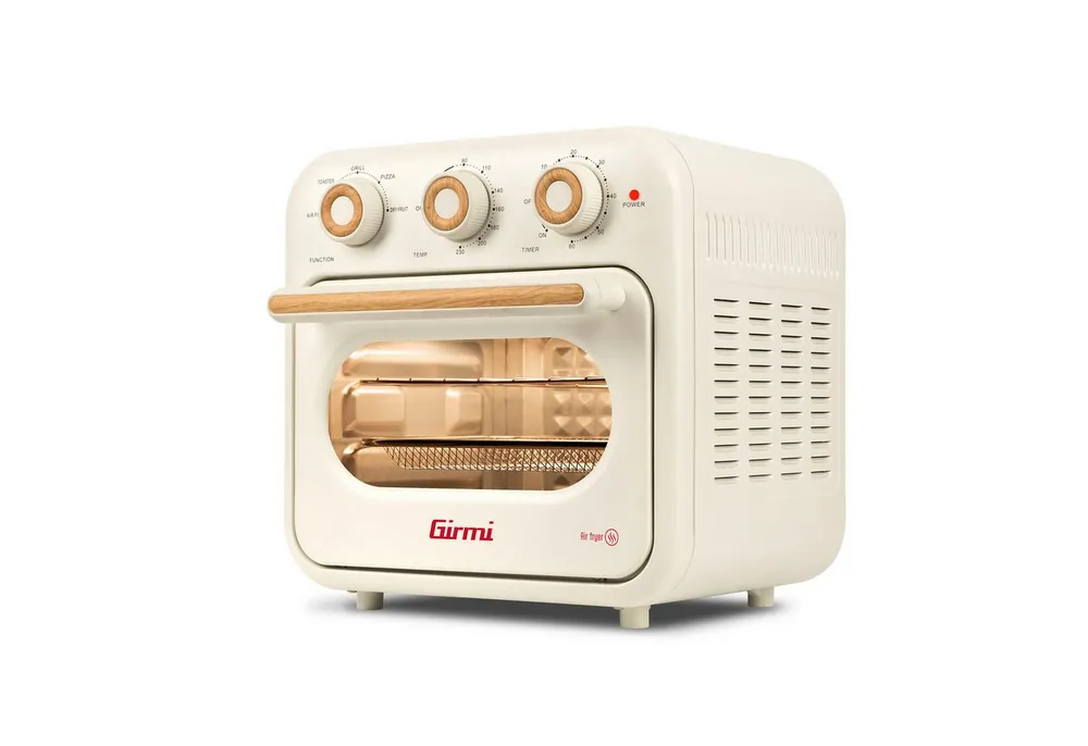 Girmi Heißluftfritteuse & Multifunktionsofen FG2801 Ecofrit 14L FG28, Maxi-Lüfter, bis 230 °C, 1400 W, 5 Programme, Innenbeleuchtung, Rezeptbuch, Zubehör