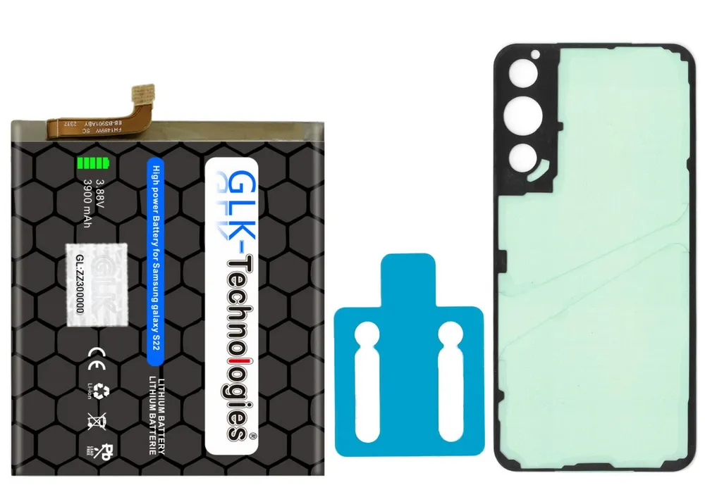 GLK-Technologies Akku für Samsung Galaxy S22 5G SM-S901 Handy-Akku 3900 mAh, Inklusive 2x Klebebandsätze