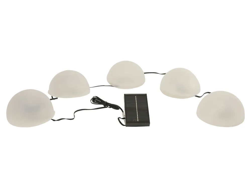 Solar-Bodenlichterkette, 5 Halbkugeln