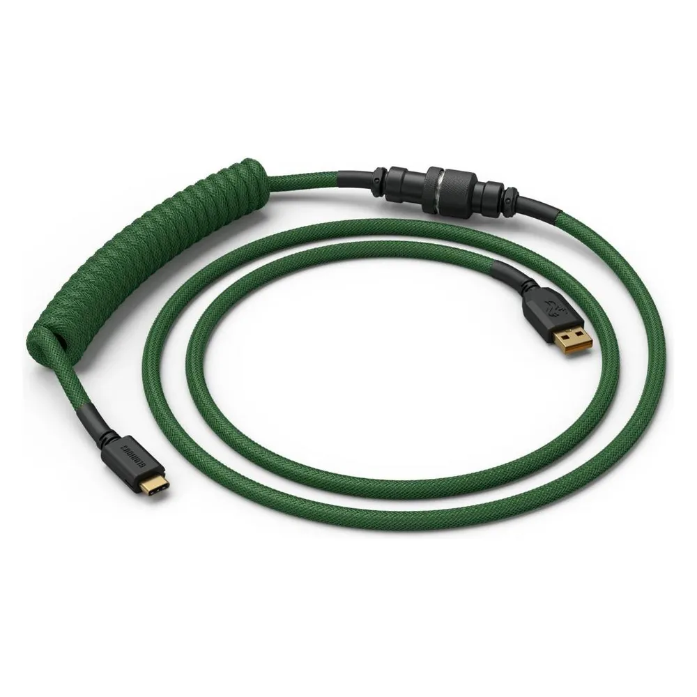 Glorious PC Gaming Race Coiled Cable Forest Green, USB-C auf USB-A Spiralkabel