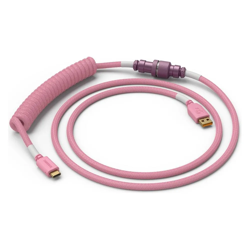 Glorious PC Gaming Race Coiled Cable Prism Pink, USB-C auf USB-A Spiralkabel