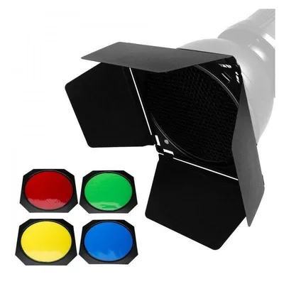 Barndoor Godox BD-04 Standardreflektor 17,8 cm 4 Farbfilter Set