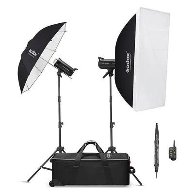 Studio Blitz Godox SK400IIV-C Kit 400Ws 2x Lampen, Softbox, Schirme, XT16