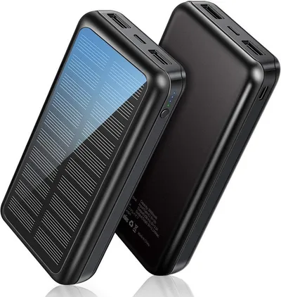 Goldstern-Tech SunPower Solar Powerbank Outdoor Powerbank Solarladegerät 30000 mAh, 2 USB-Ausgänge, USB-C & Micro-USB Eingang
