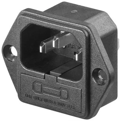 Goobay C14 Netzstecker mit 6,3-A-Sicherung, Schwarz